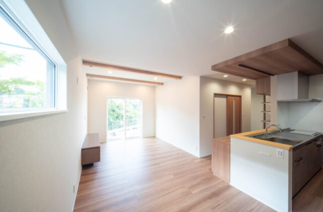 21帖超のLDKを中心に家事動線が叶える透明感のある色彩が映える住まい - 感動 - リビング