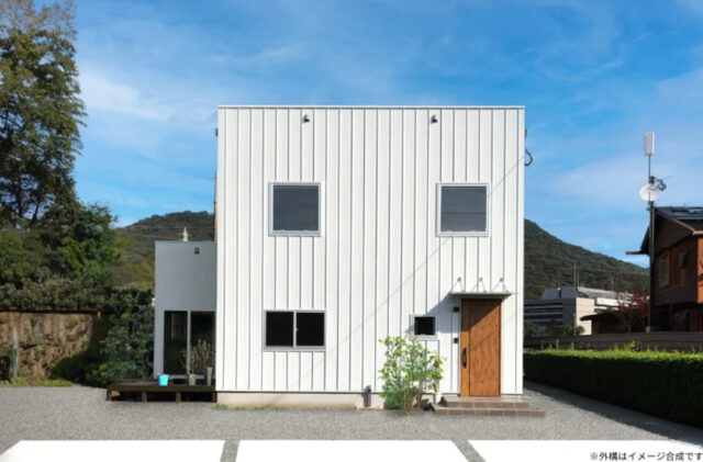 白いキューブ型の外観と吹き抜けから光が降り注ぐ4LDKの住まい - センチュリーハウス - 外観