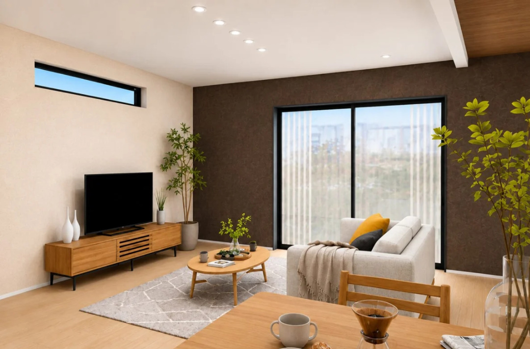 開放的な19.2帖LDKのあるナチュラルモダンな平屋 - センチュリーハウス - リビング