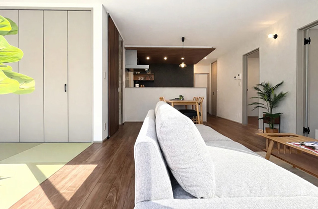 LDK - 中郷平屋モデルハウス「1.5帖のパントリーと土間収納のある4LDKモダン平屋」(薩摩川内市) - センチュリーハウス