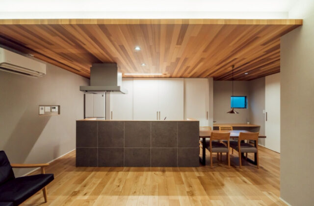 シンプルを極めた勾配屋根の佇まいと開放的なLDKが調和する平屋 - チェックハウスプラス - キッチン・ダイニング