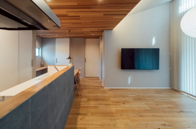 シンプルを極めた勾配屋根の佇まいと開放的なLDKが調和する平屋 - チェックハウスプラス - LDK