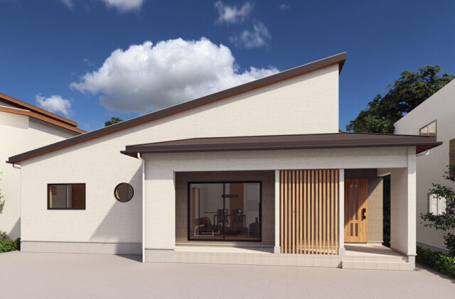 加世田展示場 平屋モデルハウス「片流れ屋根と丸窓が印象的な平屋」(南さつま市) - 国分ハウジング