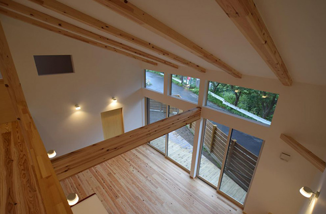 36坪の狭小変形地に建つ25.5坪の開放感のある家「下田の家」 リンクプラン