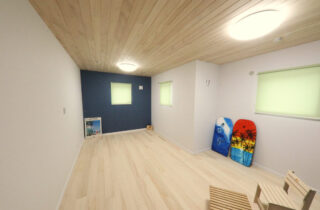 モノトーンの外観と白×木の調和が美しい家事効率を極めた26坪コンパクトハウス - もみの木ハウス・かごしま - 子ども部屋