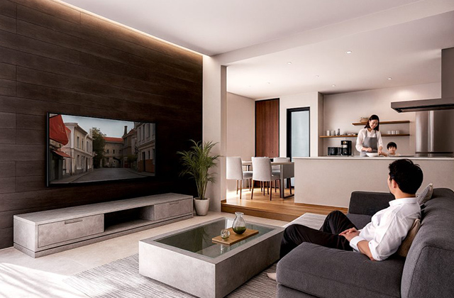 LDK - 薩摩川内市天辰モデルハウス「ダウンピットリビングのホテルライクな平屋」(薩摩川内市) - NEOデザインホーム