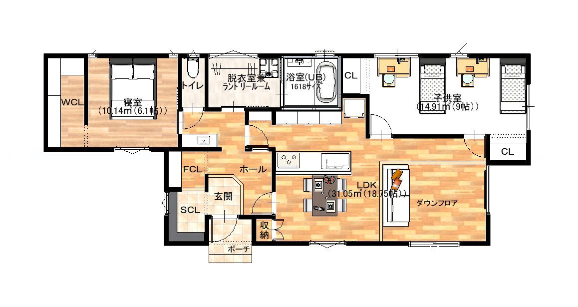 間取り図 - 姶良市加治木町 平屋モデルハウス「CLASSY」(姶良市)