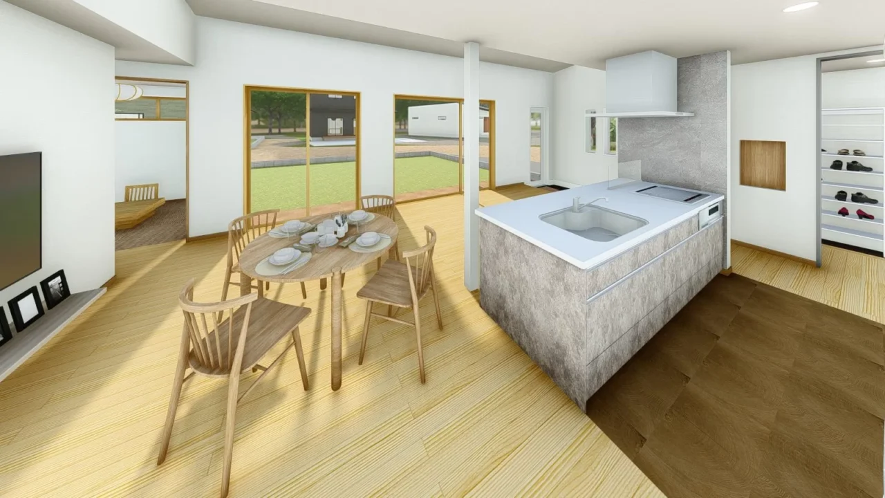 鹿児島市中山町にて「土間リビング・庭とつながるデッキも完備!4WAY玄関動線が家族にやさしい♪34坪平屋」の完成見学会【11/22-24】